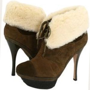 L.A.M.B. Pier Suede Boots with Shearling cuff NEW